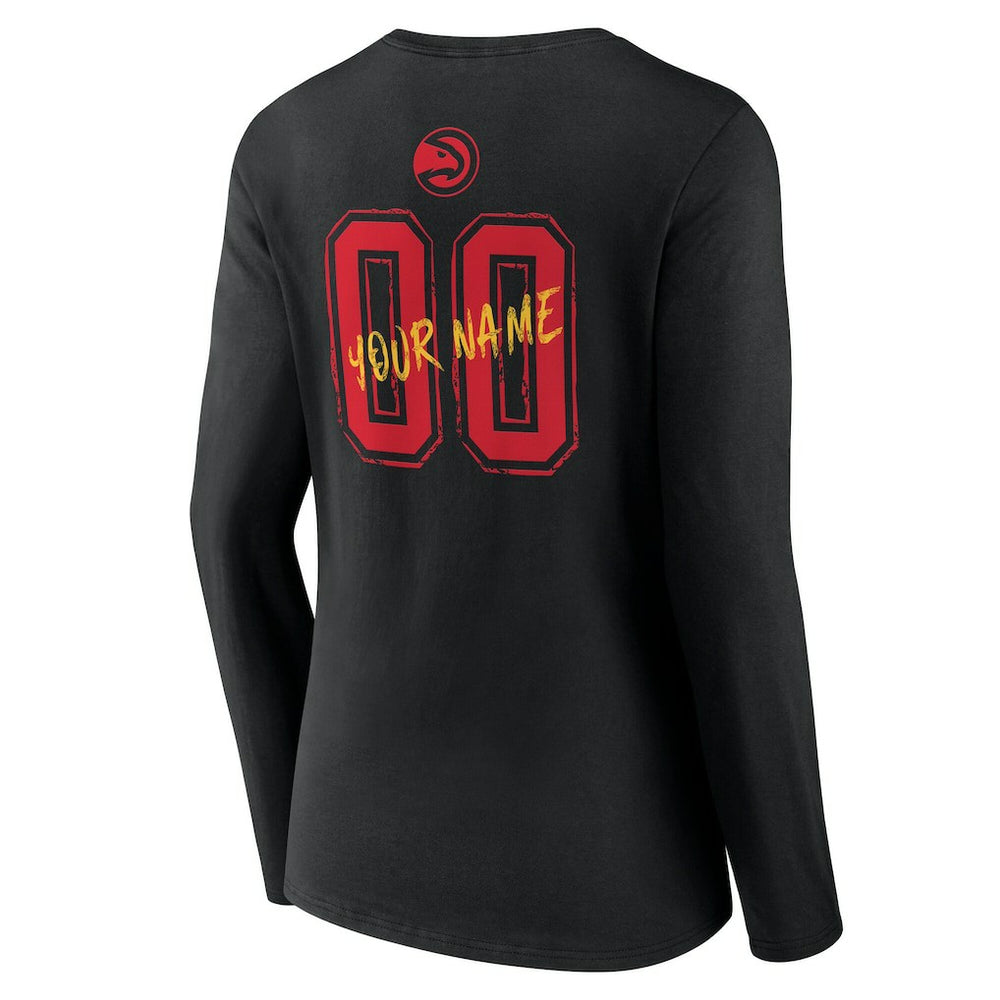 Atlanta Hawks Women's Hustle Custom Long Sleeve V-Neck T-Shirt - Black outlet