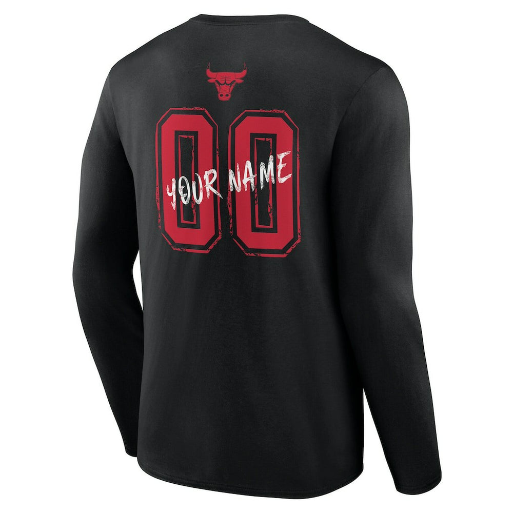 Chicago Bulls Hustle Custom Long Sleeve T-Shirt sale - Black discount