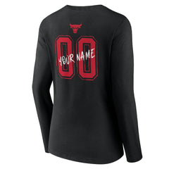 Chicago Bulls Women's Hustle Custom Long Sleeve V-Neck T-Shirt sale - Black online