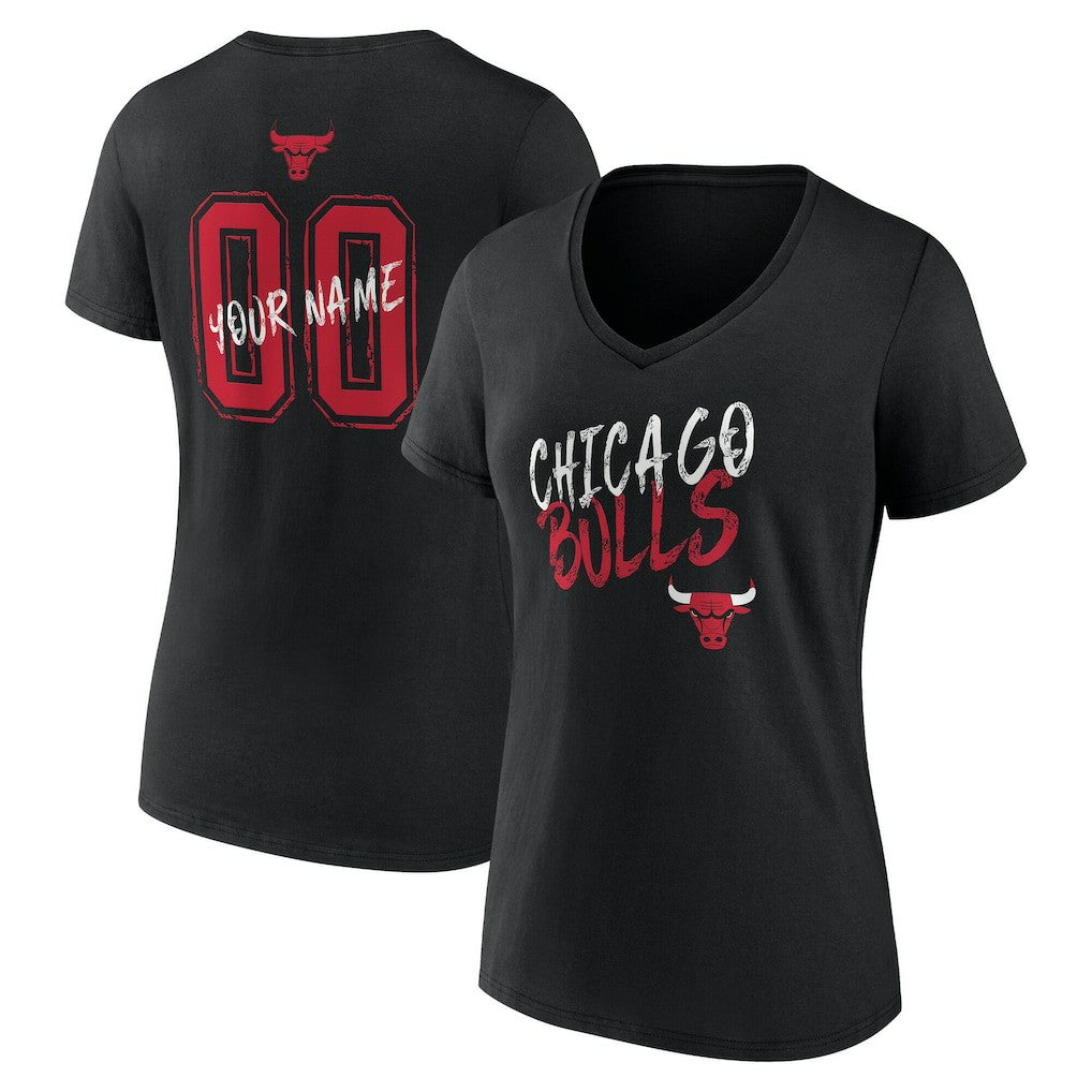 Chicago Bulls Women's Hustle Custom V-Neck T-Shirt sale - Black on sale