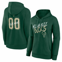Milwaukee Bucks Women's Hustle Custom Pullover Hoodie - Hunter Green on sale