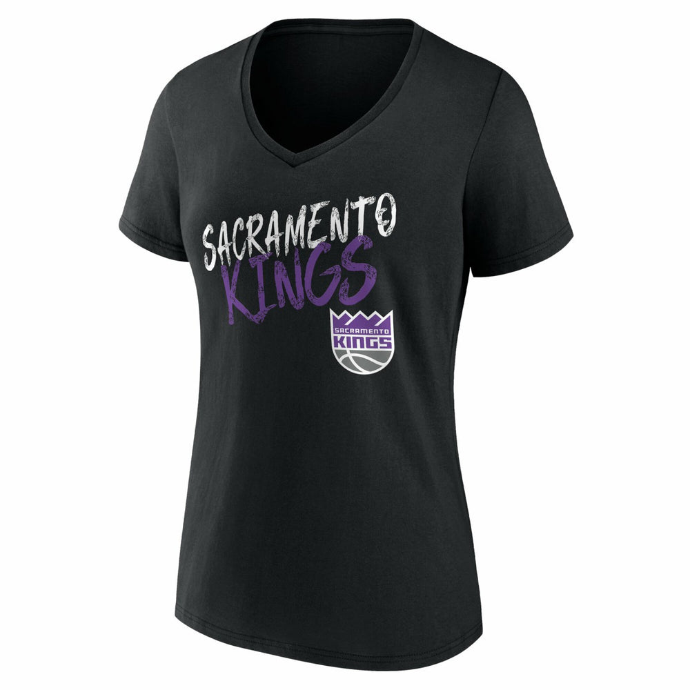 Sacramento Kings Women's Hustle Custom V-Neck T-Shirt - Black on sale