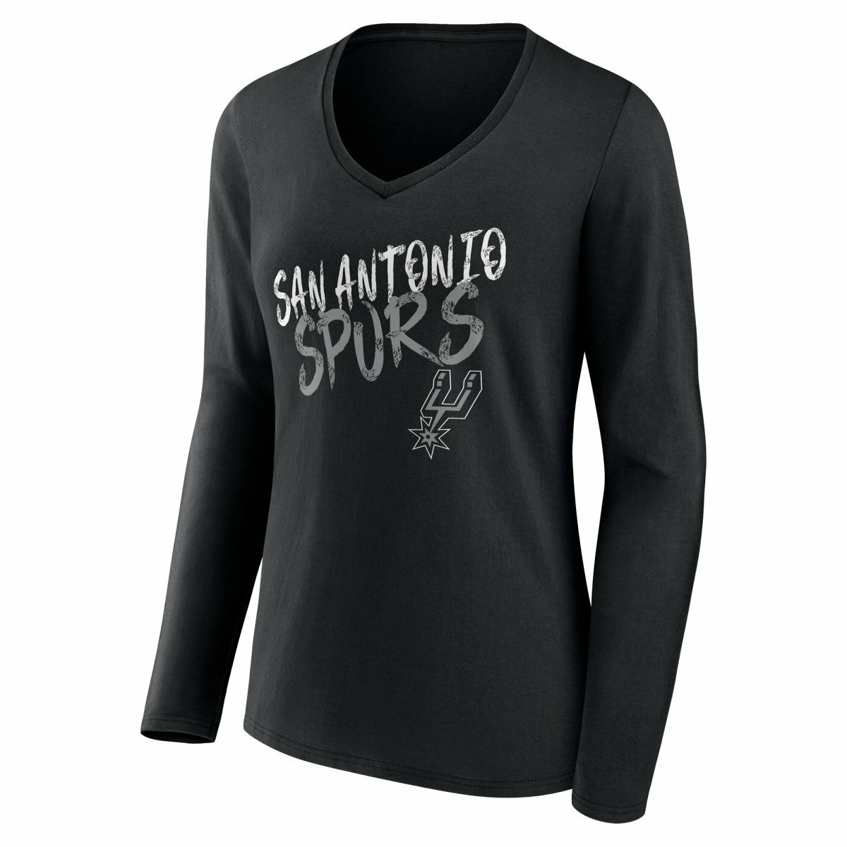 San Antonio Spurs Women's Hustle Custom Long Sleeve V-Neck T-Shirt - Black sale