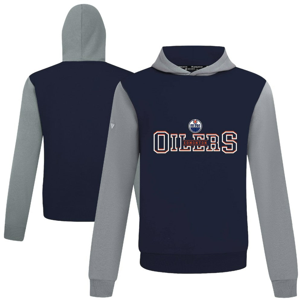 Edmonton Oilers Levelwear Ultimate Journey Pullover Hoodie - Navy/Gray Hoodies