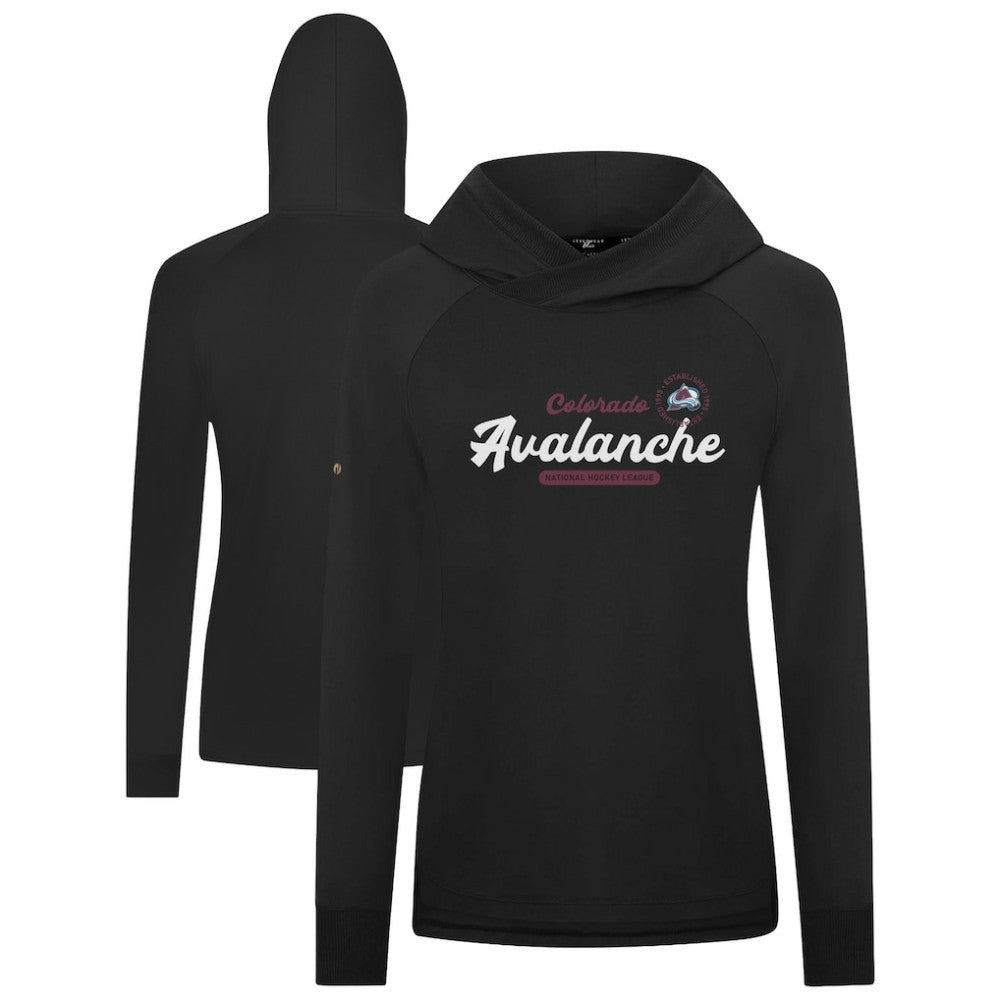 Colorado Avalanche Levelwear Women's Slender Monument Raglan Pullover Hoodie - Black Hoodies