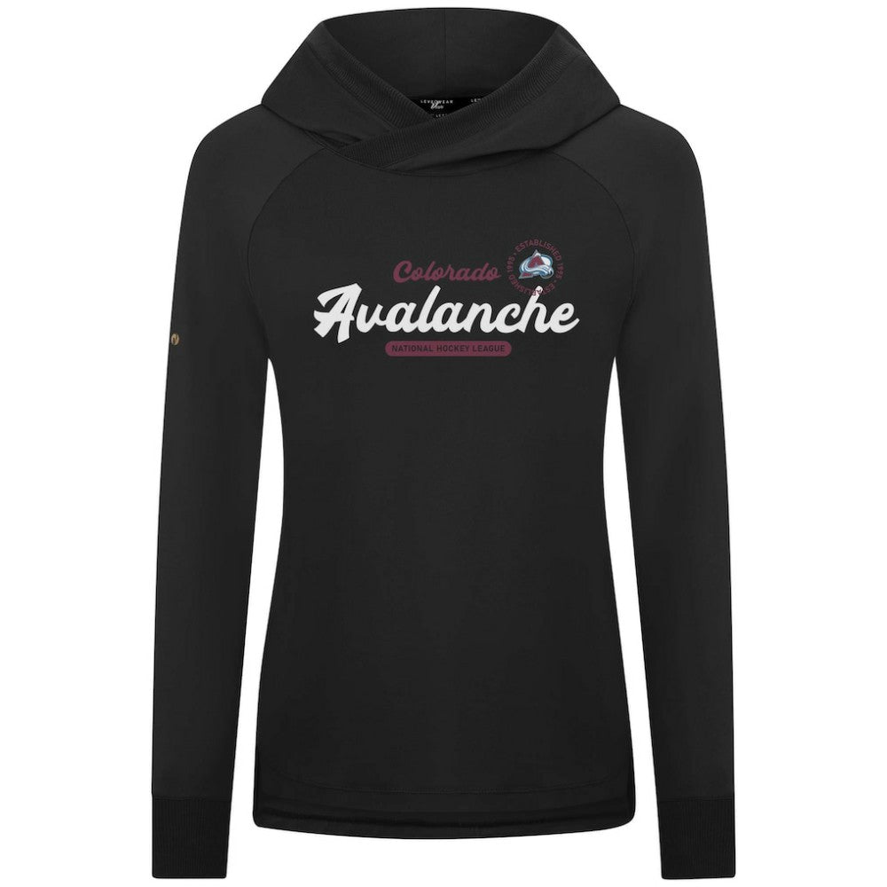Colorado Avalanche Levelwear Women's Slender Monument Raglan Pullover Hoodie - Black Hoodies