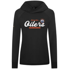 Edmonton Oilers Levelwear Women's Slender Monument Raglan Pullover Hoodie - Black Hoodies