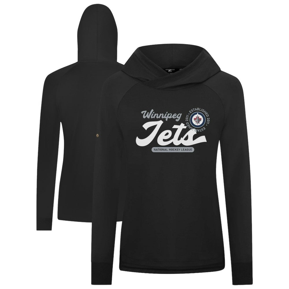 Winnipeg Jets Levelwear Women's Slender Monument Raglan Pullover Hoodie - Black Hoodies