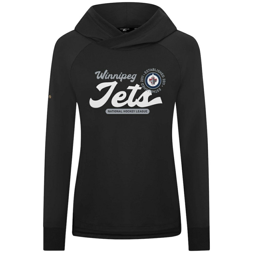 Winnipeg Jets Levelwear Women's Slender Monument Raglan Pullover Hoodie - Black Hoodies