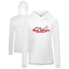 Detroit Red Wings Levelwear Women's Slender Monument Raglan Pullover Hoodie - White Hoodies