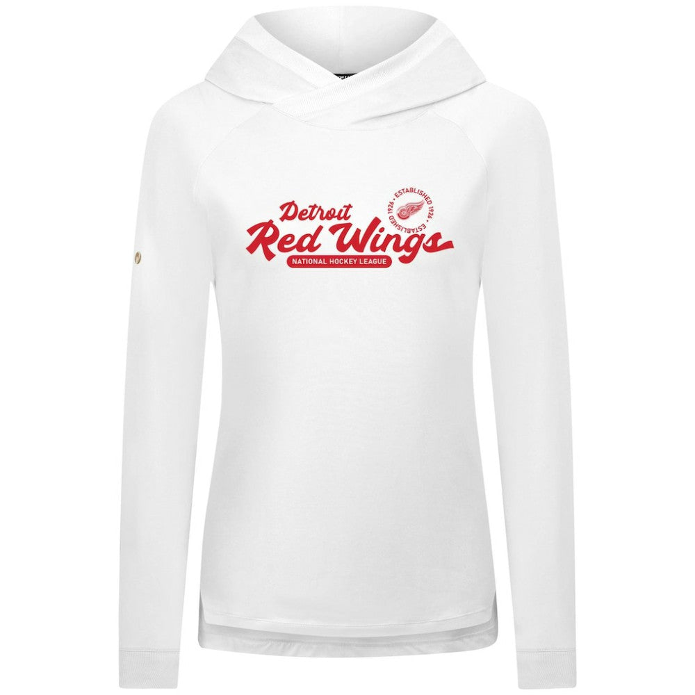 Detroit Red Wings Levelwear Women's Slender Monument Raglan Pullover Hoodie - White Hoodies