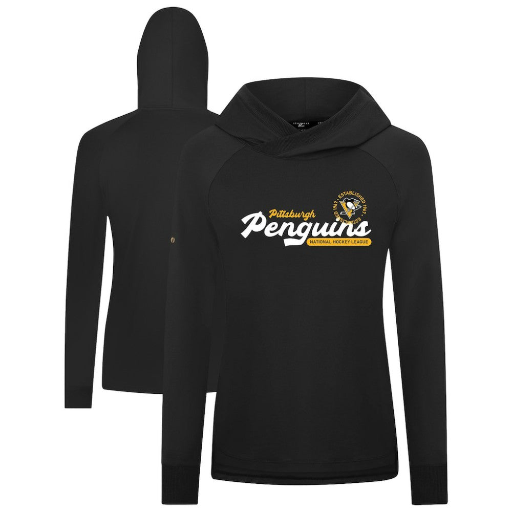 Pittsburgh Penguins Levelwear Women's Slender Monument Raglan Pullover Hoodie - Black Hoodies