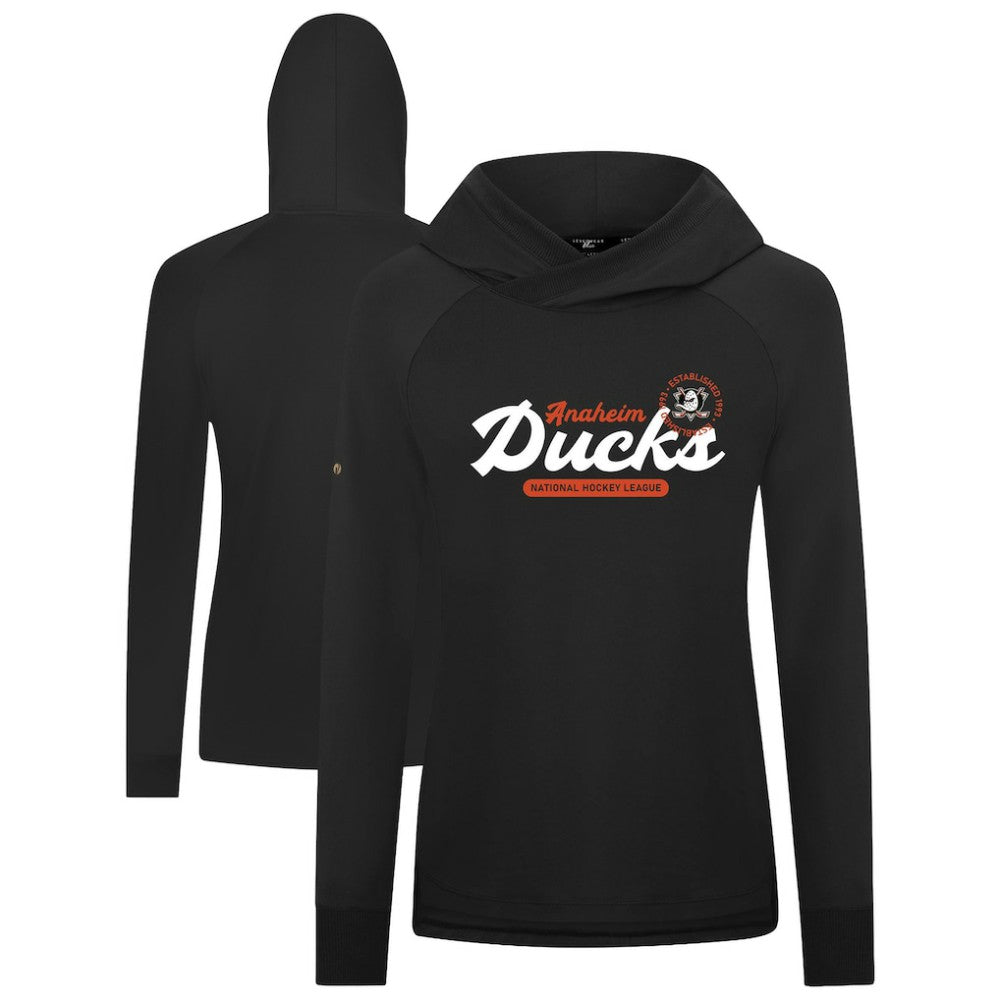Anaheim Ducks Levelwear Women's Slender Monument Raglan Pullover Hoodie - Black Hoodies