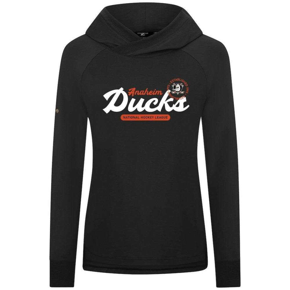 Anaheim Ducks Levelwear Women's Slender Monument Raglan Pullover Hoodie - Black Hoodies