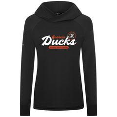 Anaheim Ducks Levelwear Women's Slender Monument Raglan Pullover Hoodie - Black Hoodies