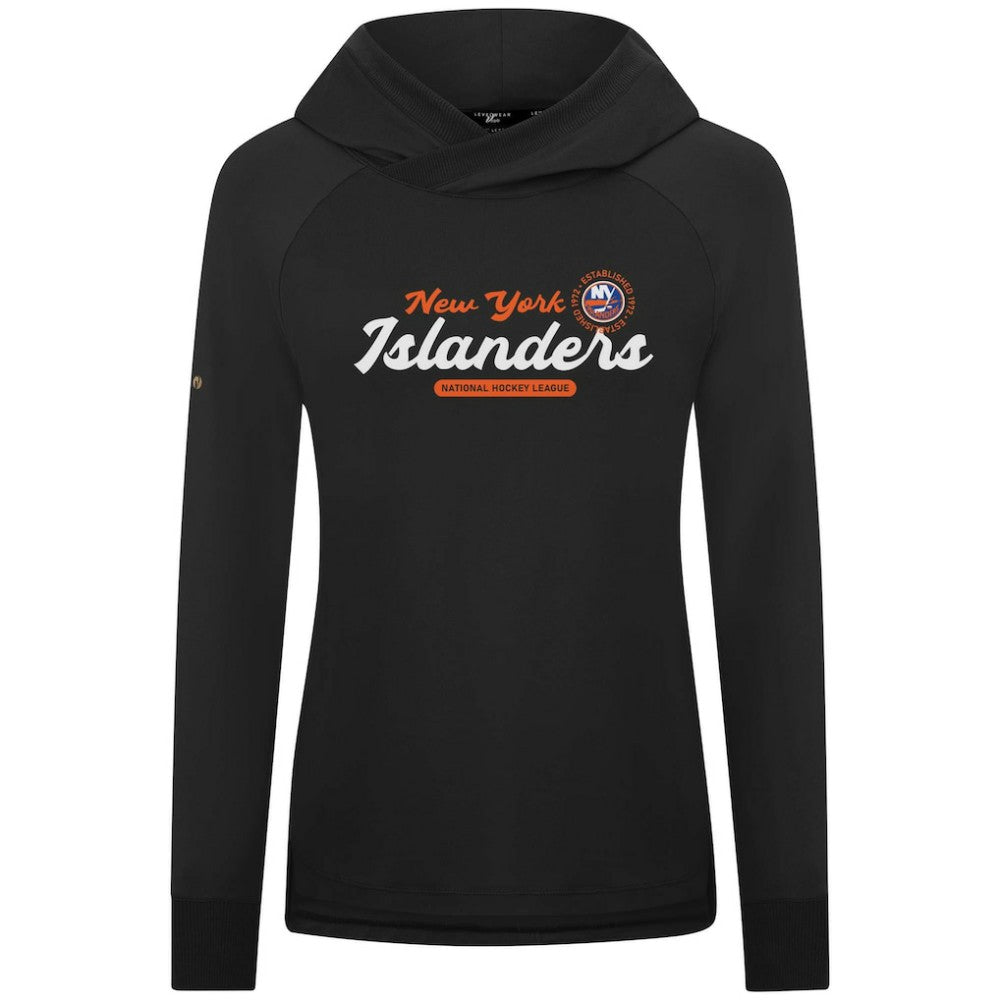 New York Islanders Levelwear Women's Slender Monument Raglan Pullover Hoodie - Black Hoodies