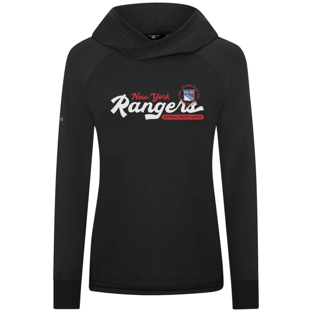 New York Rangers Levelwear Women's Slender Monument Raglan Pullover Hoodie - Black Hoodies