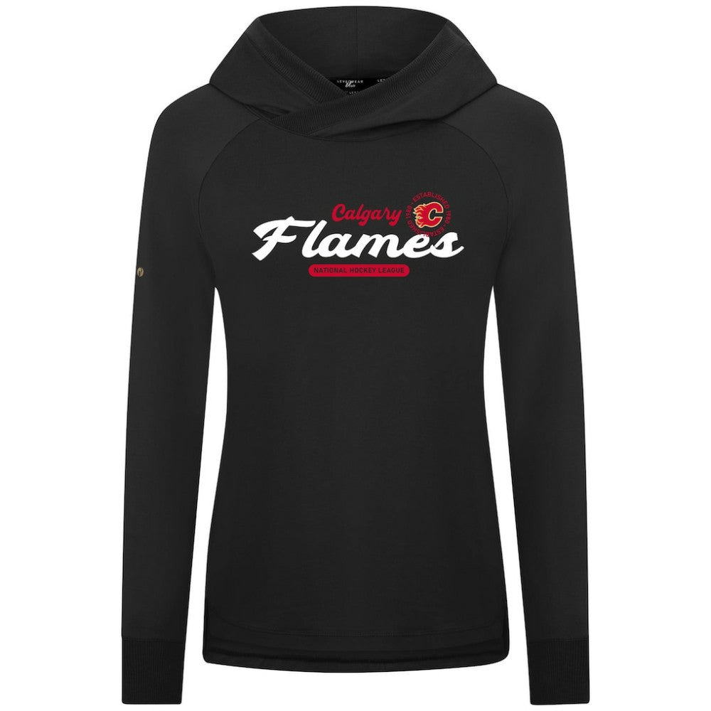Calgary Flames Levelwear Women's Slender Monument Raglan Pullover Hoodie - Black Hoodies