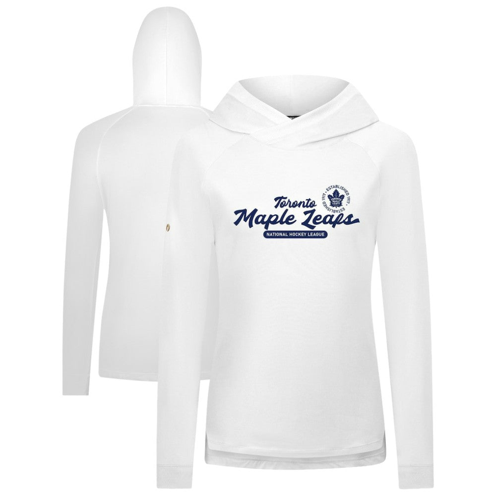 Toronto Maple Leafs Levelwear Women's Slender Monument Raglan Pullover Hoodie - White Hoodies