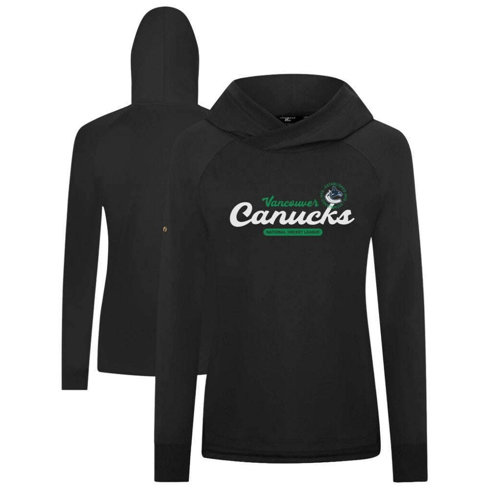 Vancouver Canucks Levelwear Women's Slender Monument Raglan Pullover Hoodie - Black Hoodies