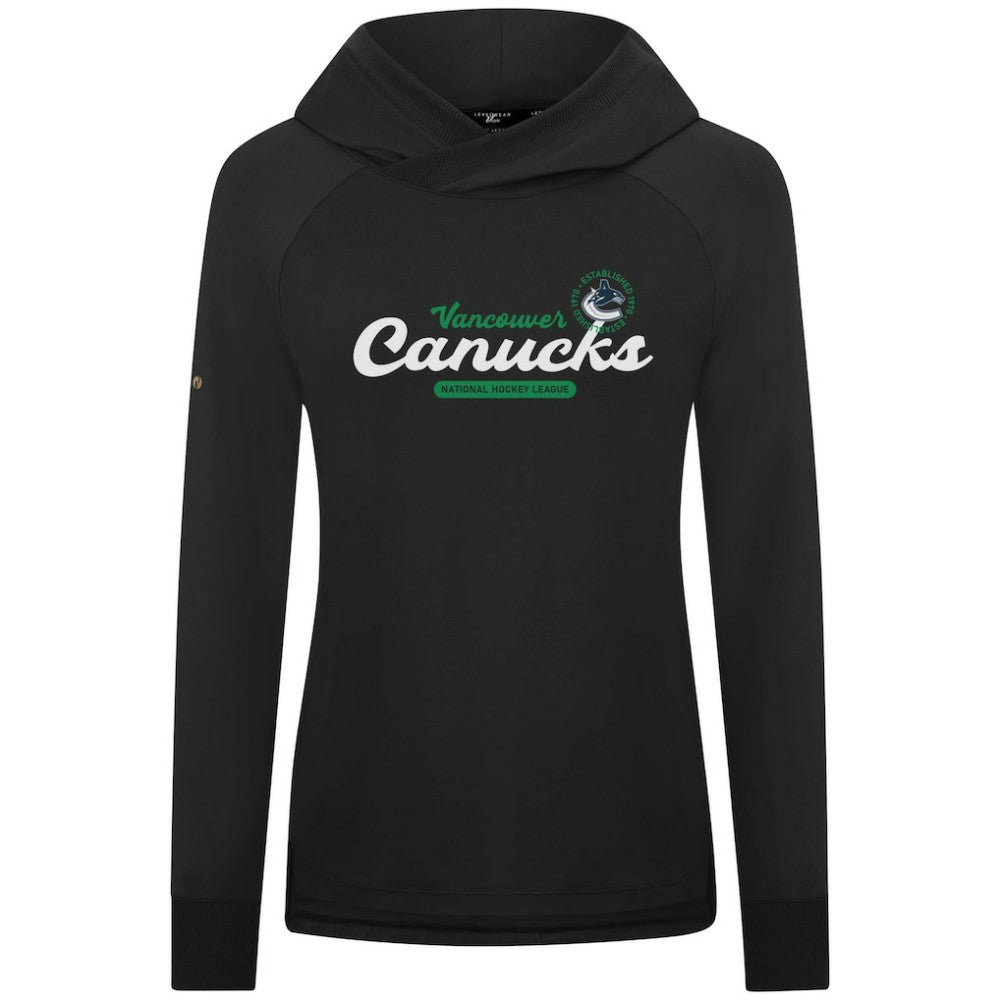 Vancouver Canucks Levelwear Women's Slender Monument Raglan Pullover Hoodie - Black Hoodies