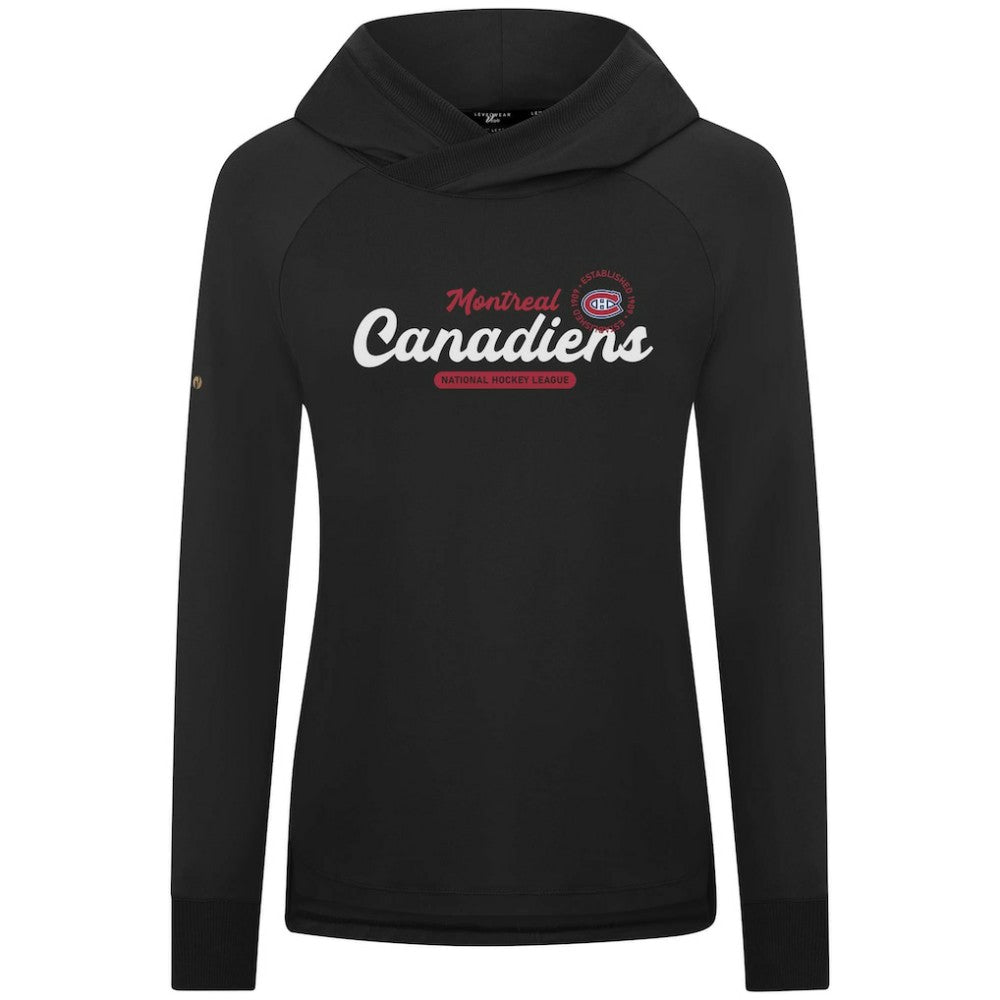 Montreal Canadiens Levelwear Women's Slender Monument Raglan Pullover Hoodie - Black Hoodies