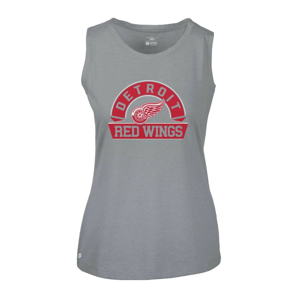 Detroit Red Wings Levelwear Women's Macy Banner Arch Tank Top - Gray Tank Top