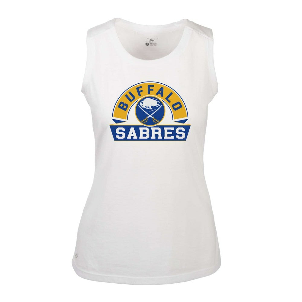 Buffalo Sabres Levelwear Women's Macy Banner Arch Tank Top - White Tank Top