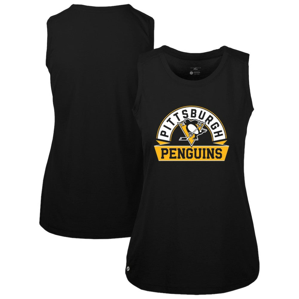 Pittsburgh Penguins Levelwear Women's Macy Banner Arch Tank Top - Black Tank Top
