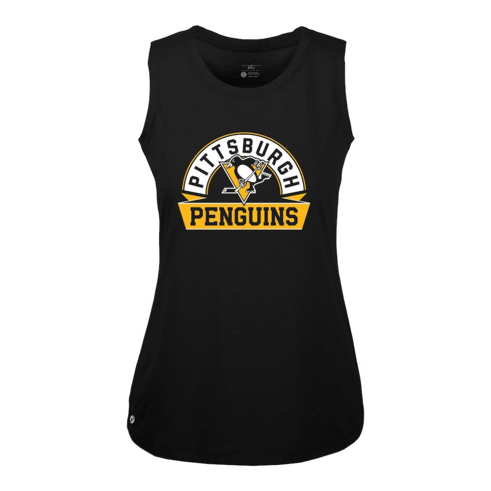 Pittsburgh Penguins Levelwear Women's Macy Banner Arch Tank Top - Black Tank Top