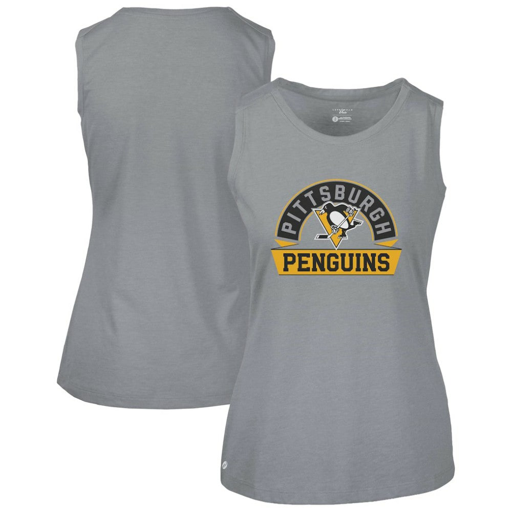 Pittsburgh Penguins Levelwear Women's Macy Banner Arch Tank Top - Gray Tank Top