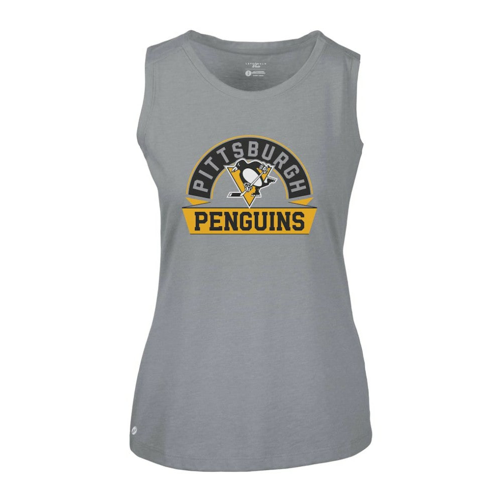 Pittsburgh Penguins Levelwear Women's Macy Banner Arch Tank Top - Gray Tank Top