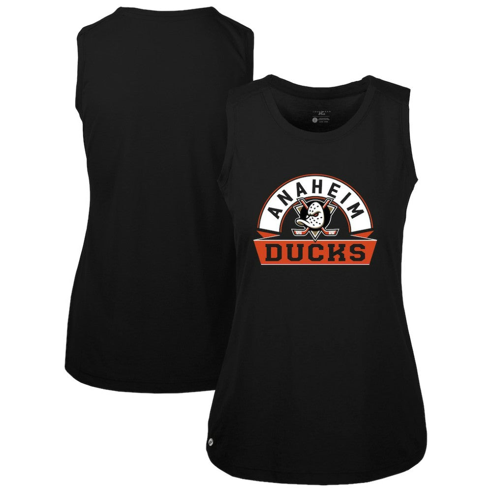 Anaheim Ducks Levelwear Women's Macy Banner Arch Tank Top - Black Tank Top