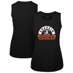 Anaheim Ducks Levelwear Women's Macy Banner Arch Tank Top - Black Tank Top