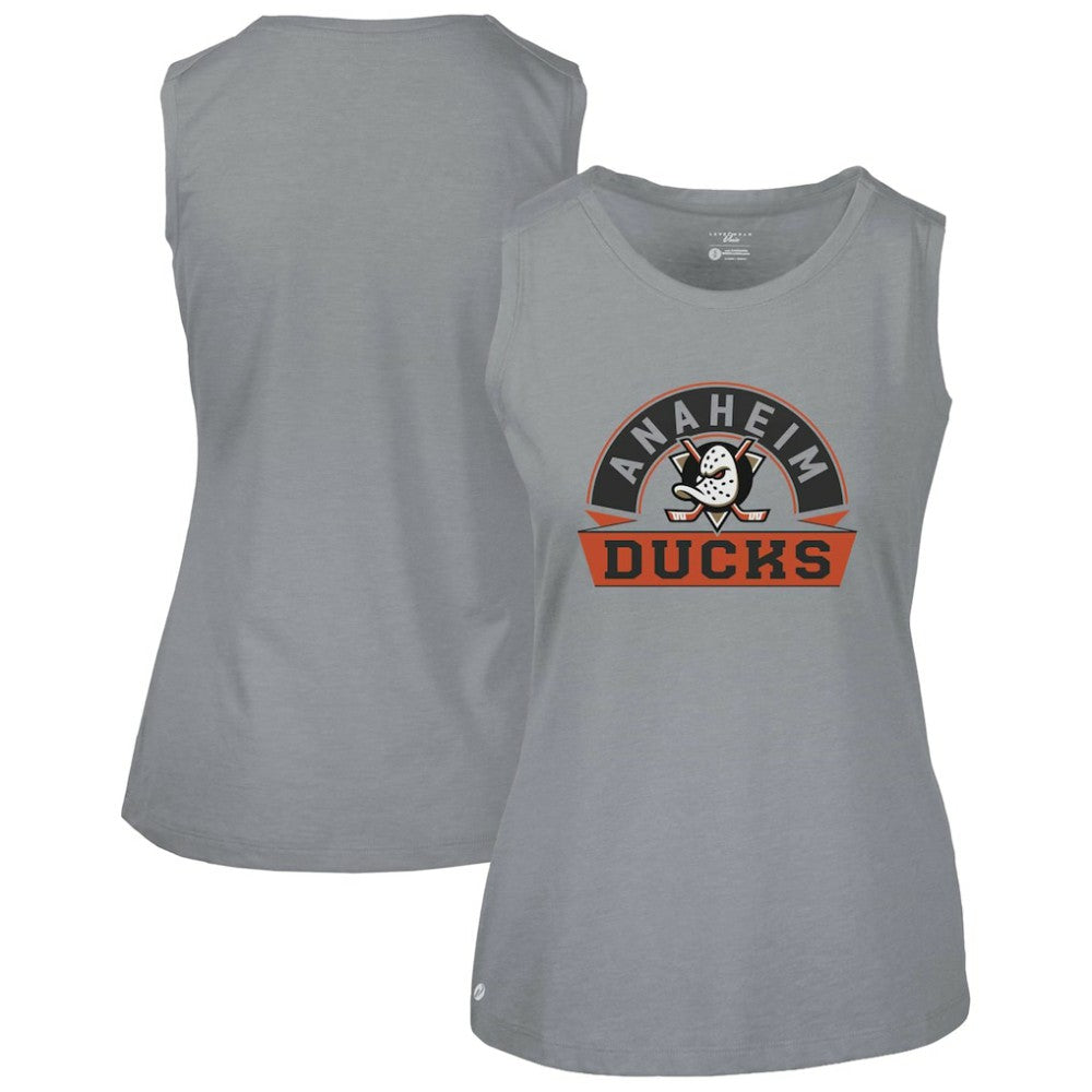 Anaheim Ducks Levelwear Women's Macy Banner Arch Tank Top - Gray Tank Top