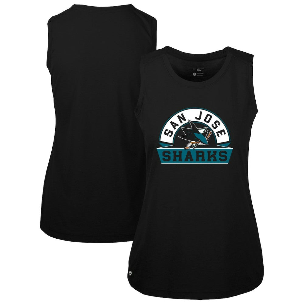 San Jose Sharks Levelwear Women's Macy Banner Arch Tank Top - Black Tank Top