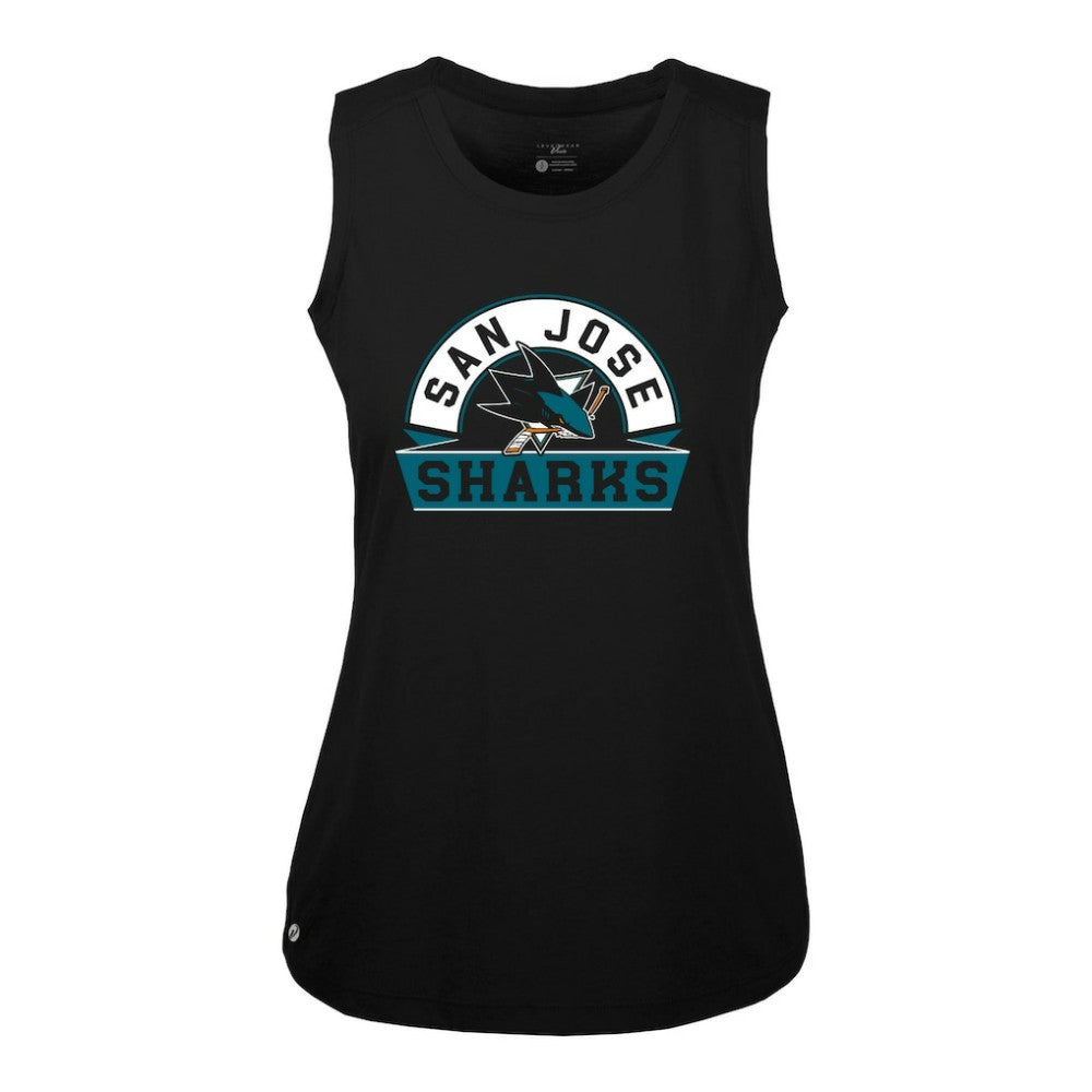 San Jose Sharks Levelwear Women's Macy Banner Arch Tank Top - Black Tank Top