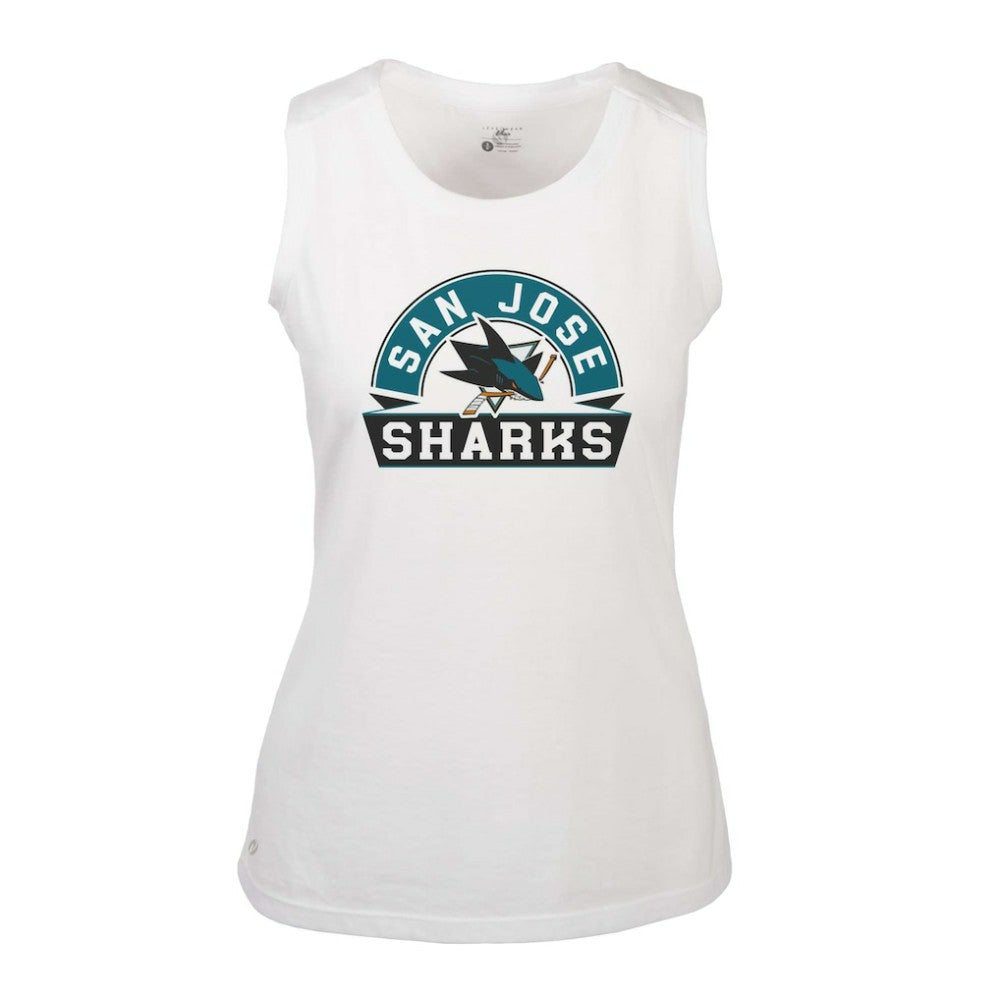 San Jose Sharks Levelwear Women's Macy Banner Arch Tank Top - White Tank Top