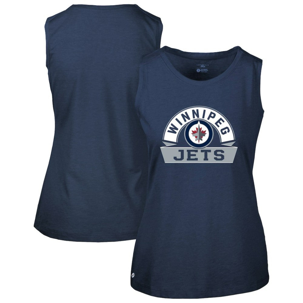 Winnipeg Jets Levelwear Women's Macy Banner Arch Tank Top - Navy Tank Top