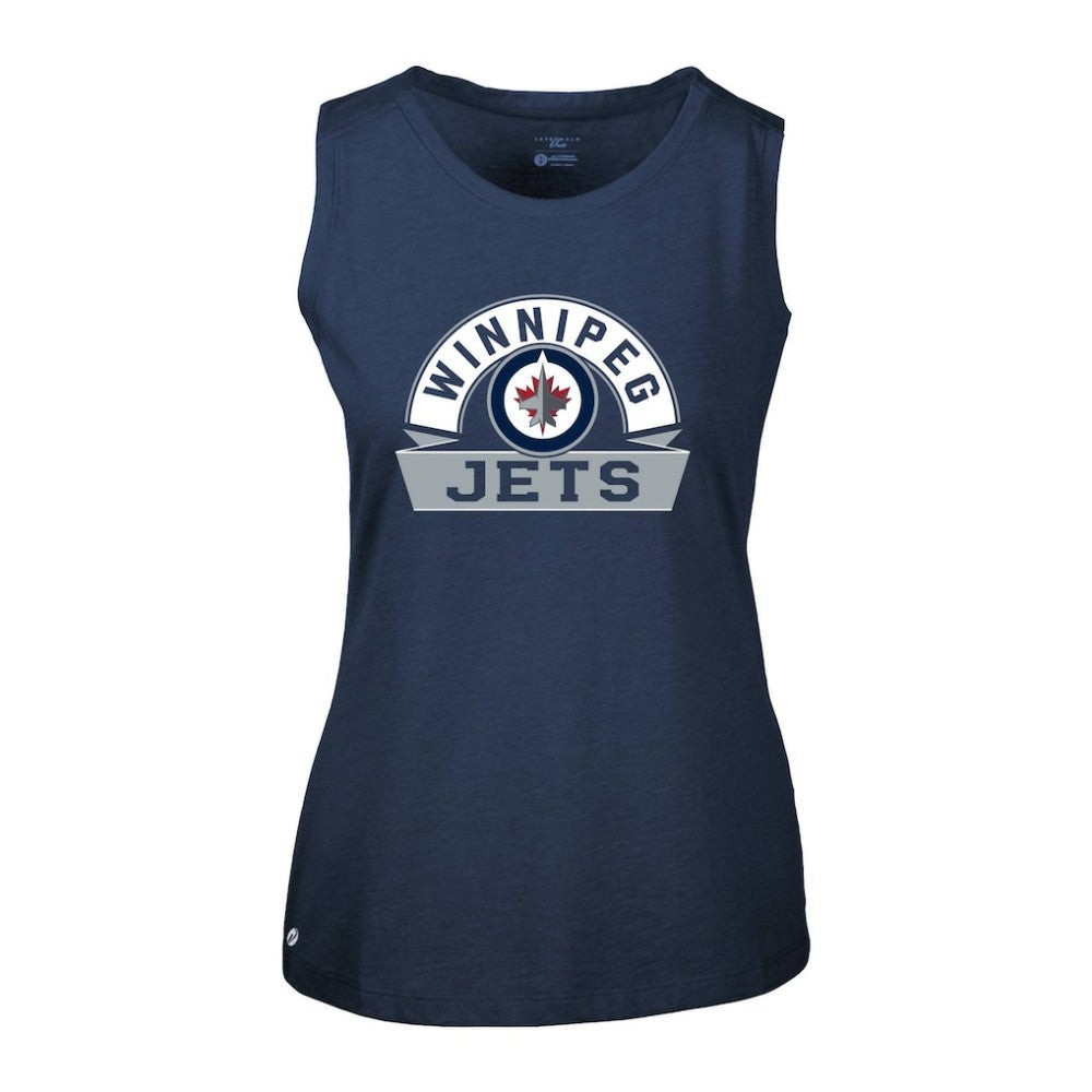 Winnipeg Jets Levelwear Women's Macy Banner Arch Tank Top - Navy Tank Top