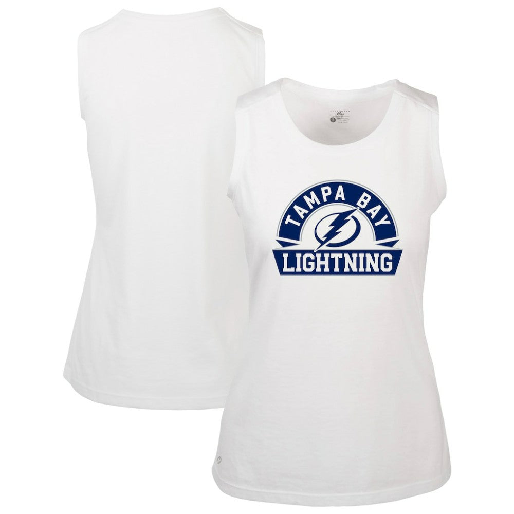 Tampa Bay Lightning Levelwear Women's Macy Banner Arch Tank Top - White Tank Top
