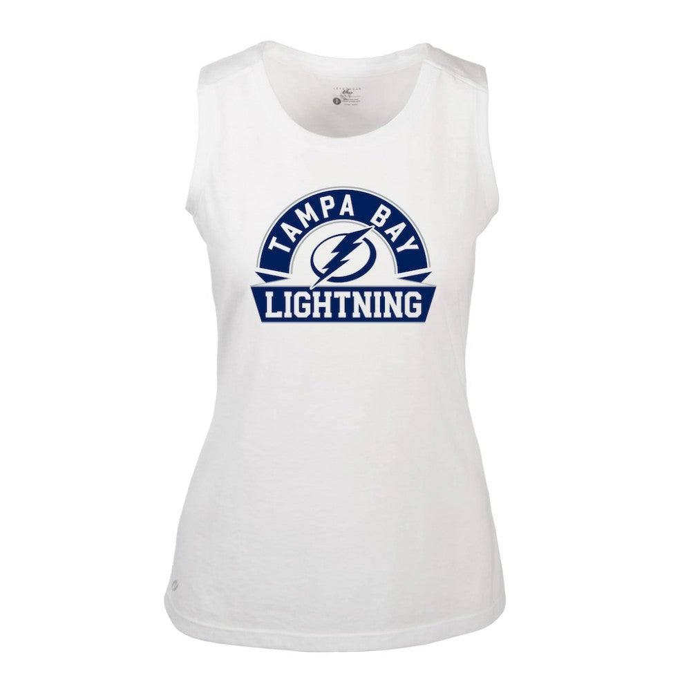 Tampa Bay Lightning Levelwear Women's Macy Banner Arch Tank Top - White Tank Top