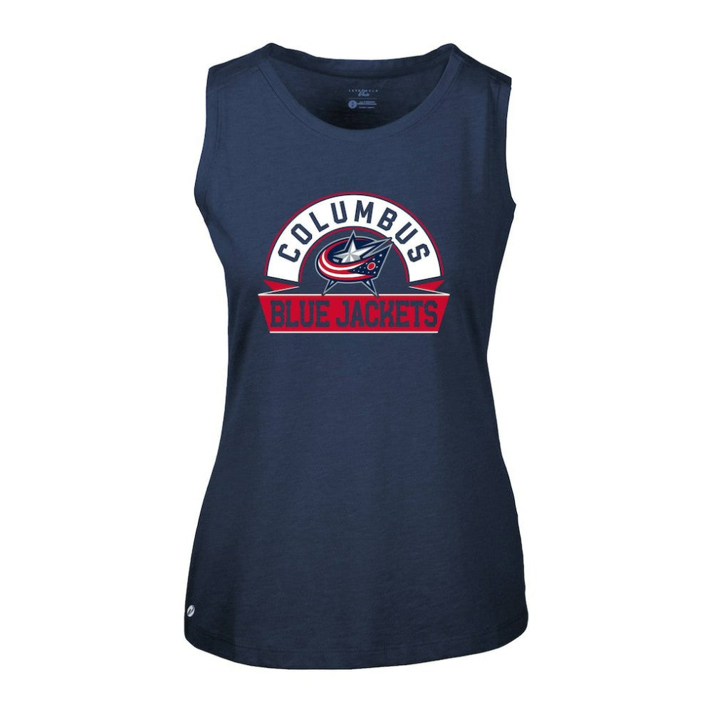 Columbus Blue Jackets Levelwear Women's Macy Banner Arch Tank Top - Navy Tank Top