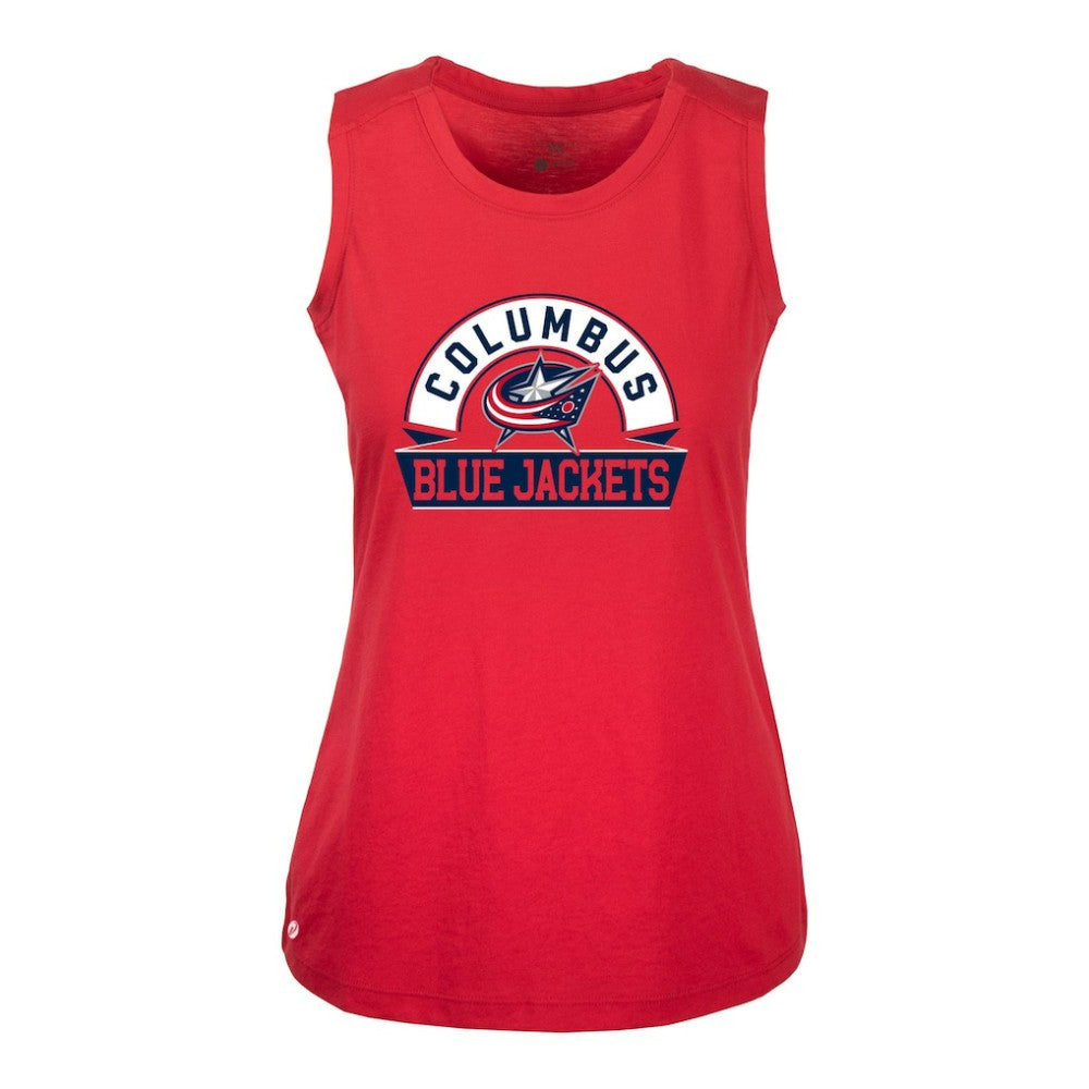 Columbus Blue Jackets Levelwear Women's Macy Banner Arch Tank Top - Red Tank Top