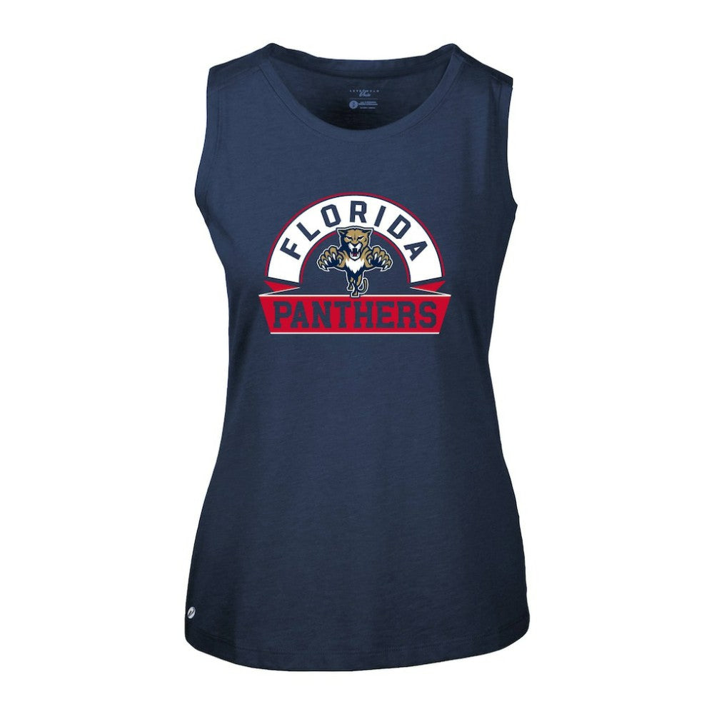 Florida Panthers Levelwear Women's Macy Banner Arch Tank Top - Navy Tank Top