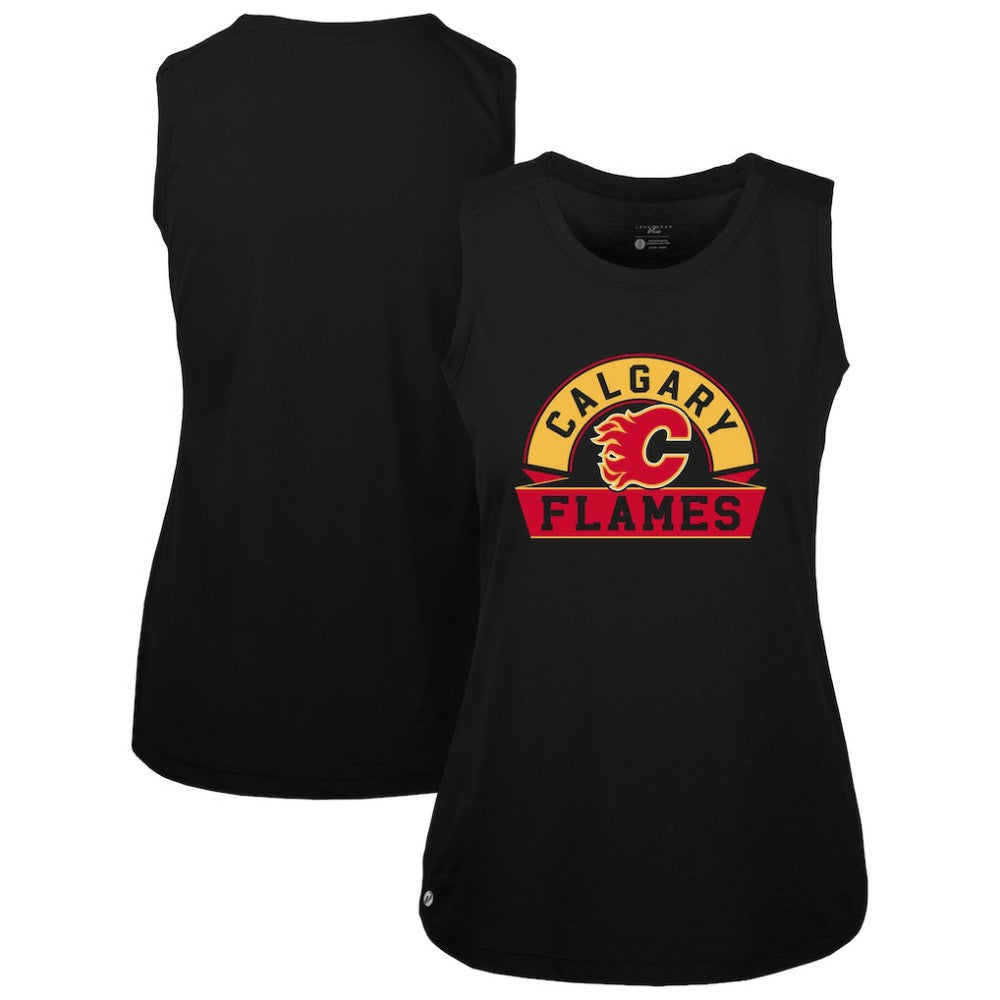 Calgary Flames Levelwear Women's Macy Banner Arch Tank Top - Black Tank Top