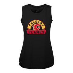 Calgary Flames Levelwear Women's Macy Banner Arch Tank Top - Black Tank Top