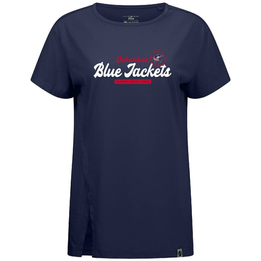 Columbus Blue Jackets Levelwear Women's Influx Monument T-Shirt - Navy T-shirts