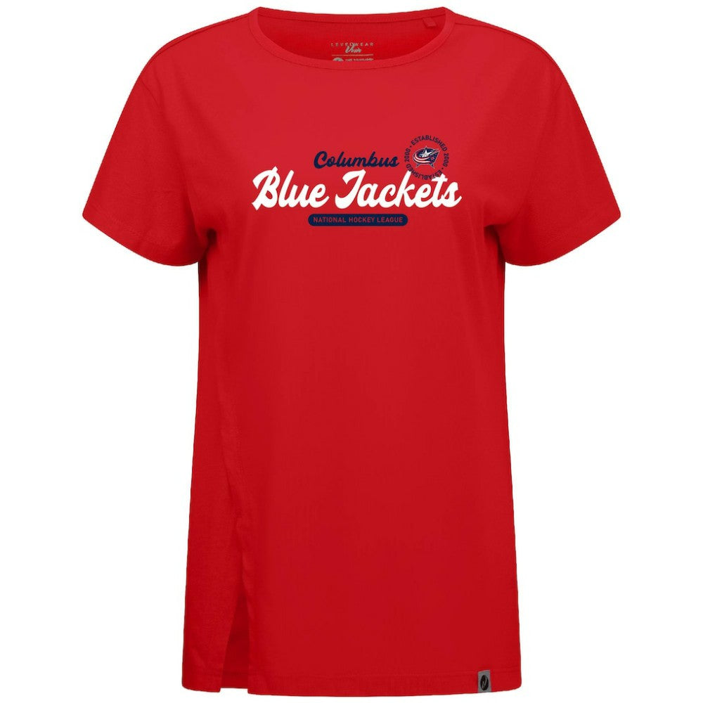 Columbus Blue Jackets Levelwear Women's Influx Monument T-Shirt - Red T-shirts