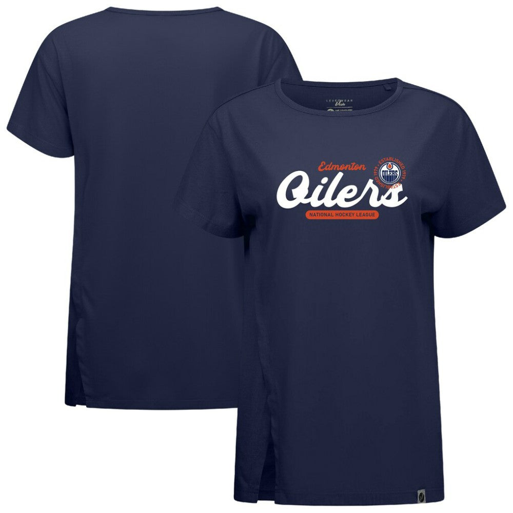 Edmonton Oilers Levelwear Women's Influx Monument T-Shirt - Navy T-shirts